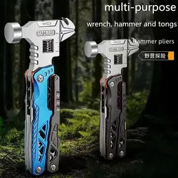 Multifunctional hammer folding portable outdoor wrench pliers car legal defense universal one-piece combination tool