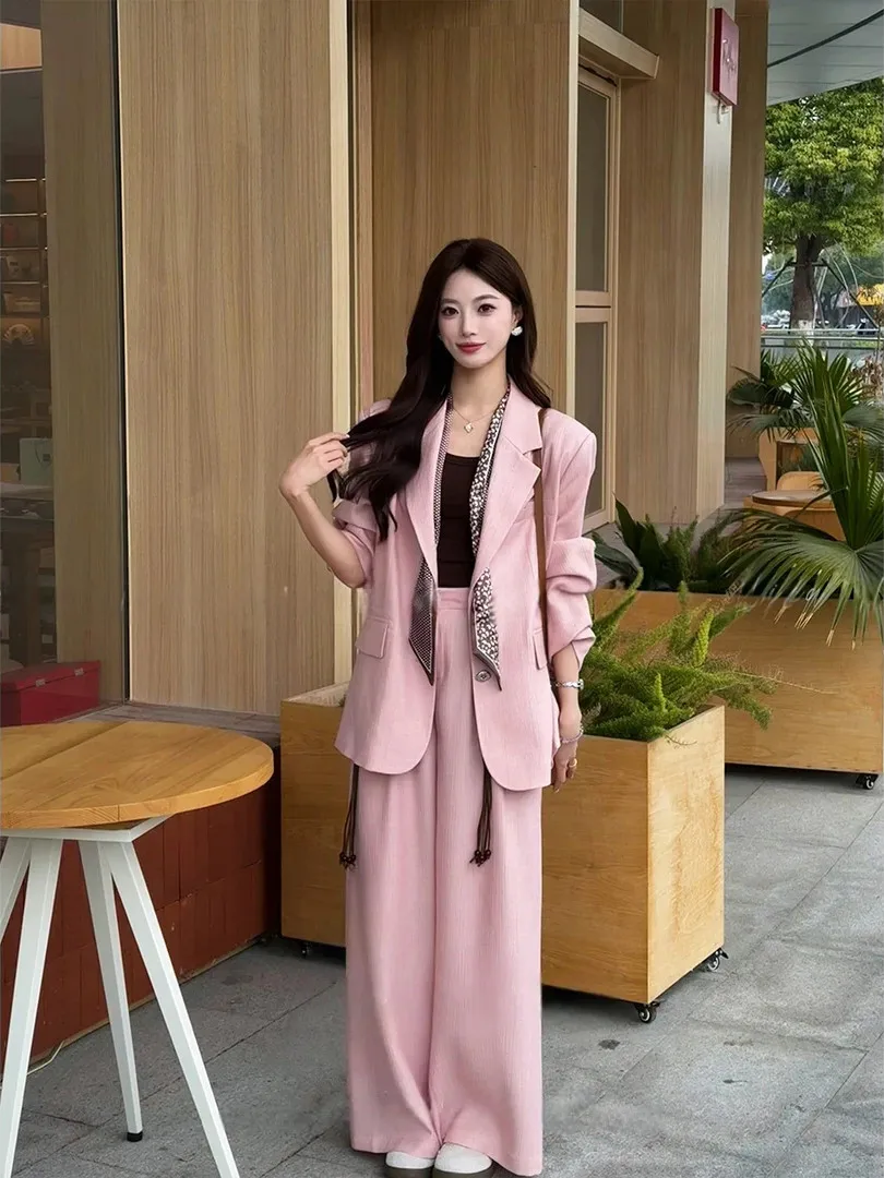 

Faionable 2026 New Korean Sle Two-Piece Suit Women's Ele Casual High-End Slimming Versatile Suit Set High Waist Long ...