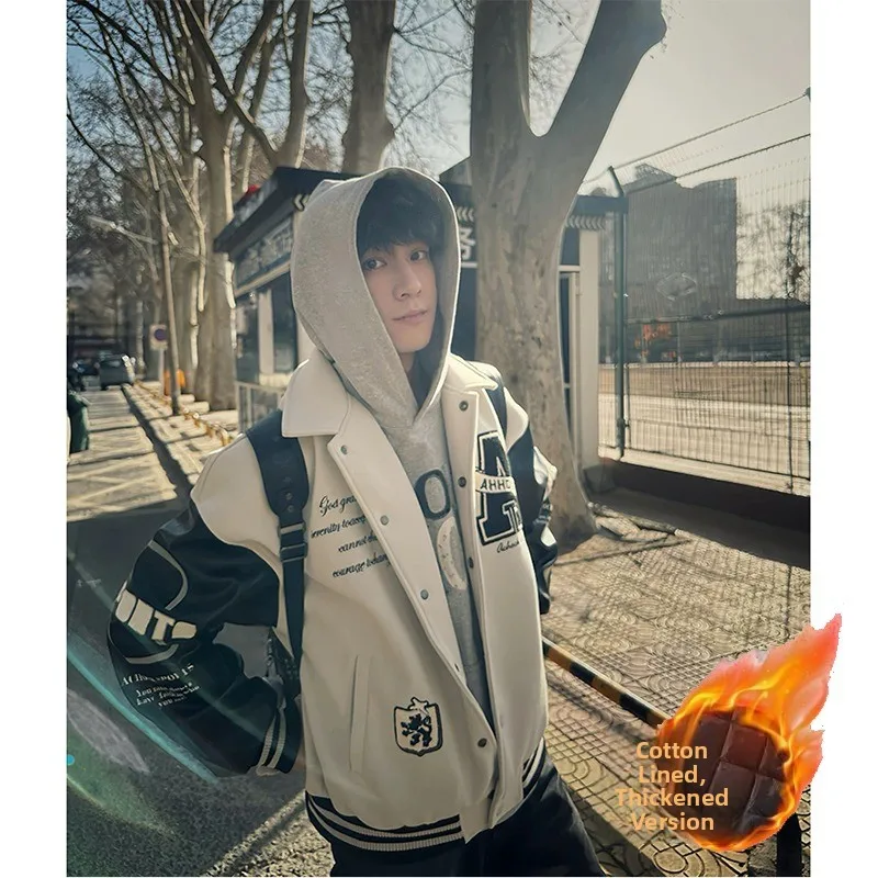 

Мужской свободный длинный плащ в стиле ретро в американском стиле Baseball Jaet, верхняя одежда для мотоцикла, молодежная мода, осень-зима