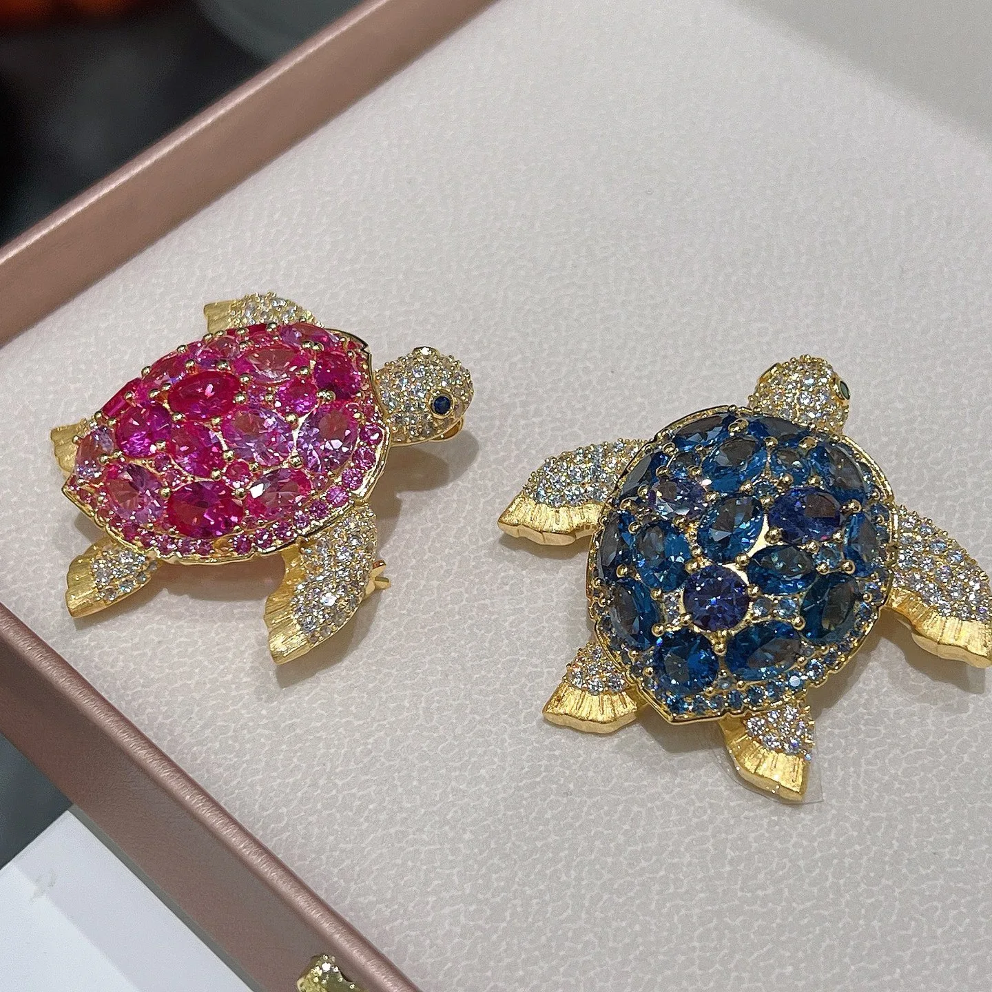 

sea turtle brooch 925 sterling silver with cubic zircon red blue color fine women jewelry cute romantic