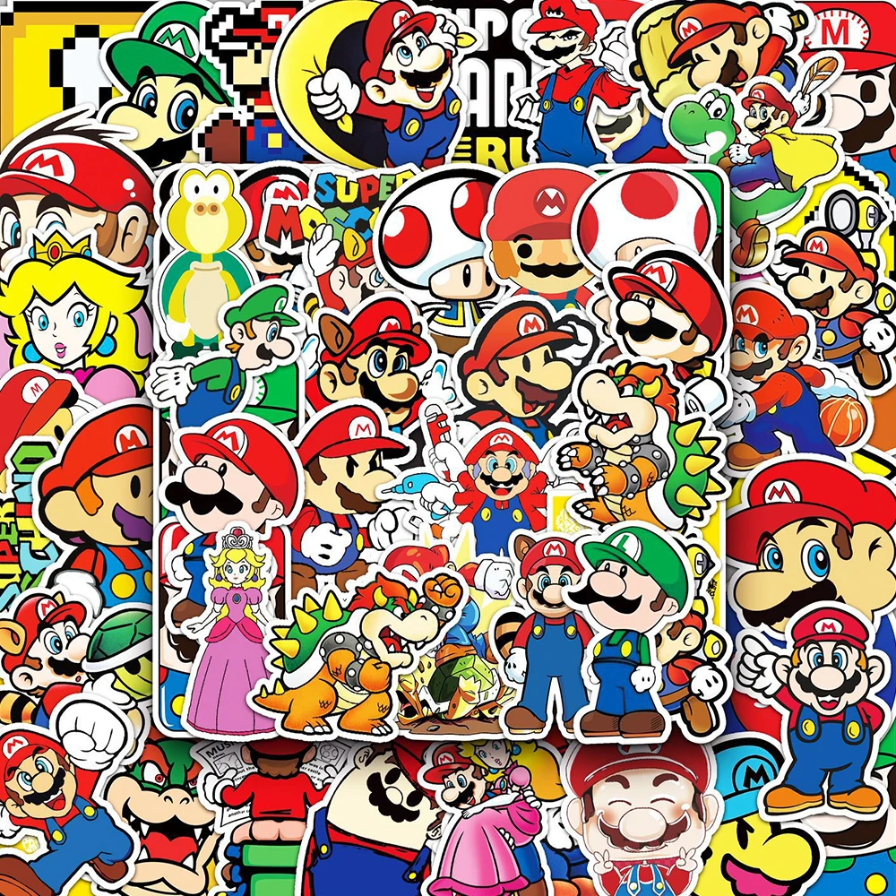10/30/53pcs Classic Game Super Mario Stickers Fun Cartoon Graffiti Decals Phone Luggage Skateboard Kawaii Anime Sticker Kids Toy