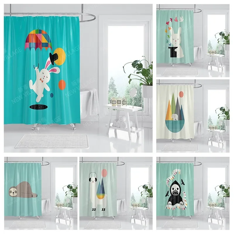 

Waterproof fabric shower curtains Bathroom curtain accessories 180x200 Bath curtain for shower 240*200 cartoon cute decoration