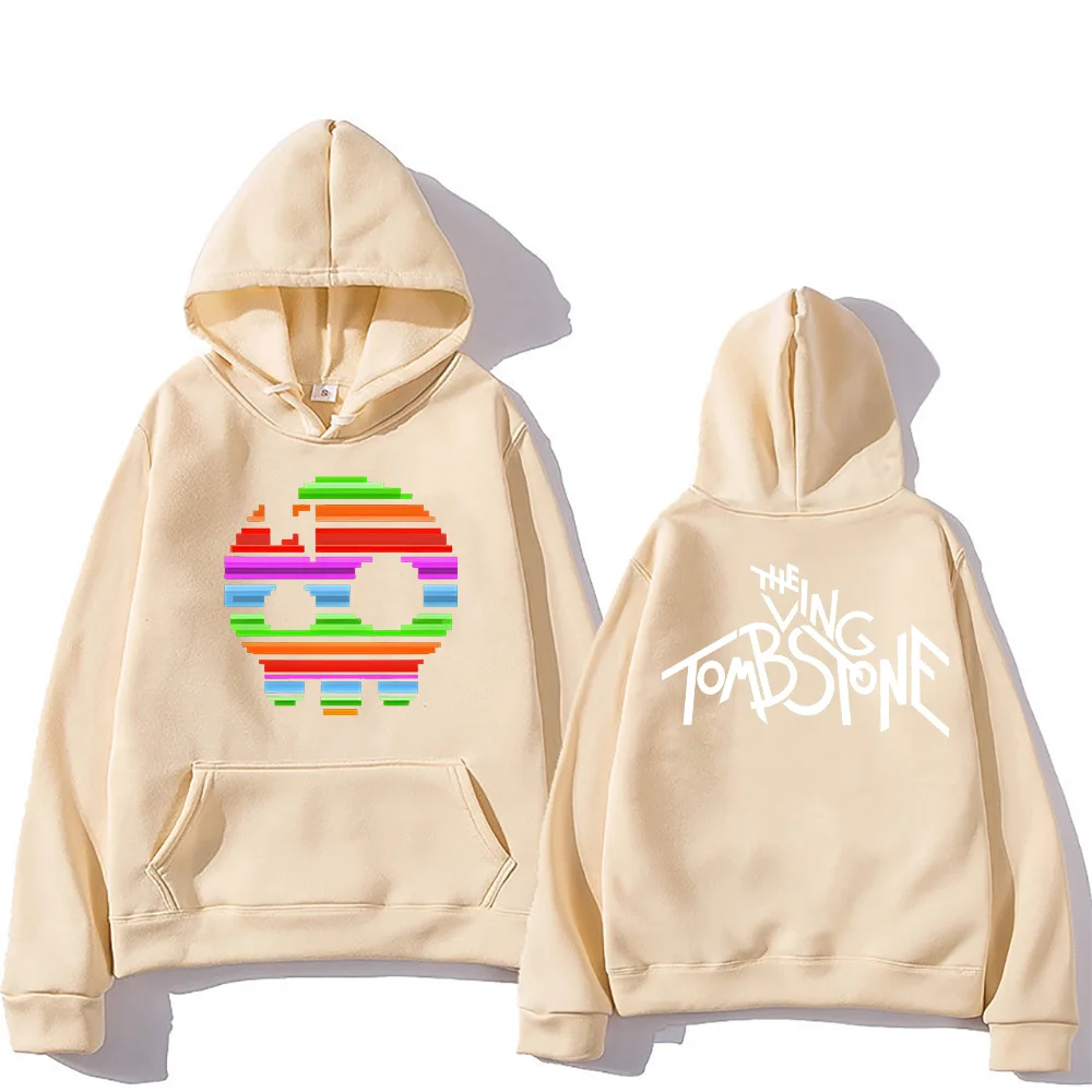 سترة بقلنسوة على شكل جمجمة قوس قزح من The Living Tombstone Skull بلوزات جرافيك مضحكة للجنسين بأكمام طويلة بلوفرات #5