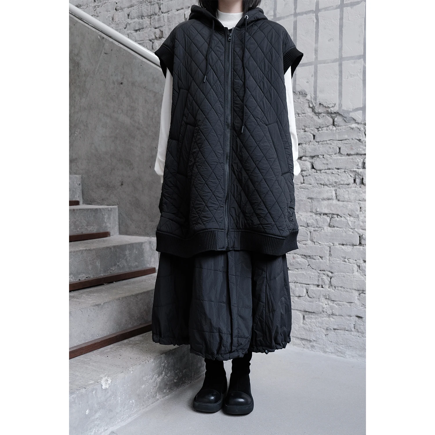 Umi mao dunkle Designer Daunen Kapuzen weste warme lose mittellange Mantel Winter jacke koreanische Gothic Femme y2k