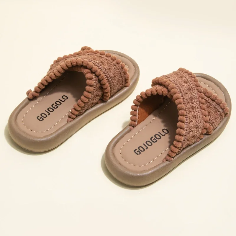 

2024 Children Sandals for Girls Summer New Fashion Comfortable Anti-slippery Roman Holiday Style Outside Anti-slippery Slippers