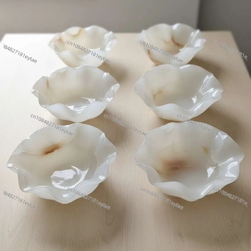 Light Luxury Vintage Natural Jade Fruit Bowl Creative Decor for Showroom High End Exotic Fruit Plate