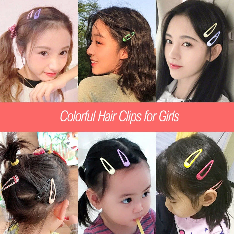 Colorful Hair Clips for Women Girls Fashion Solid BB Hair Clips Kids Snap Metal Barrettes Hairpins Clip Bobby Pin Hair Accessory