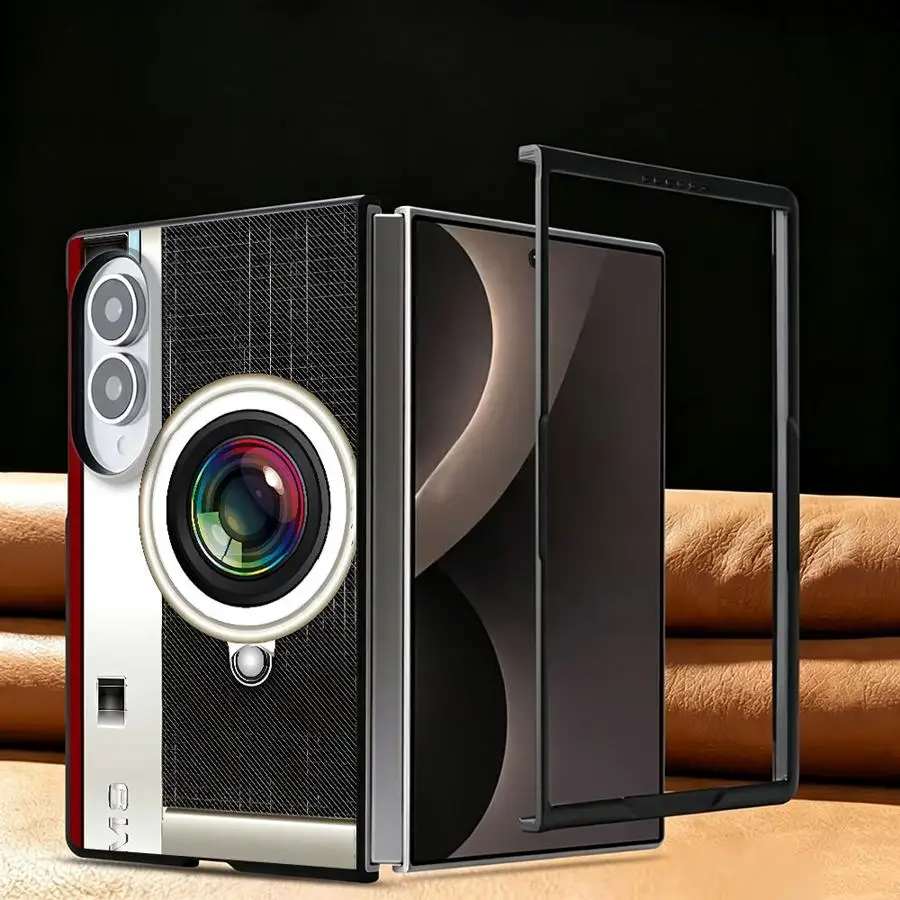 Case for Samsung Galaxy Z Fold 8 ZFold8 ZFold Wide Z Fold8 Wide Luxury Phone Cover Retro Camera