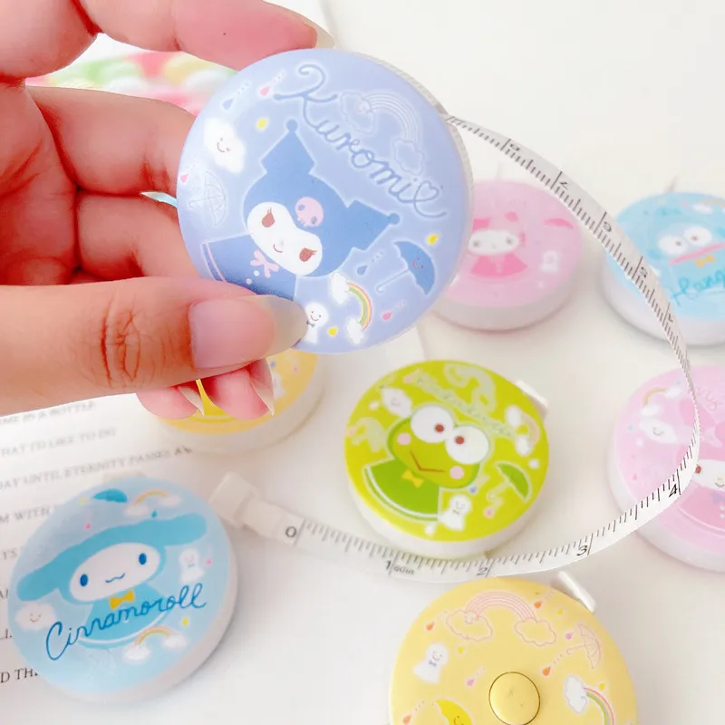 16pcs/lot Sanrio Soft Tape Measure Keroppi Hangyodon Kitty Pochacco Ruler Drawing Tool Promotional Gift School Supplies