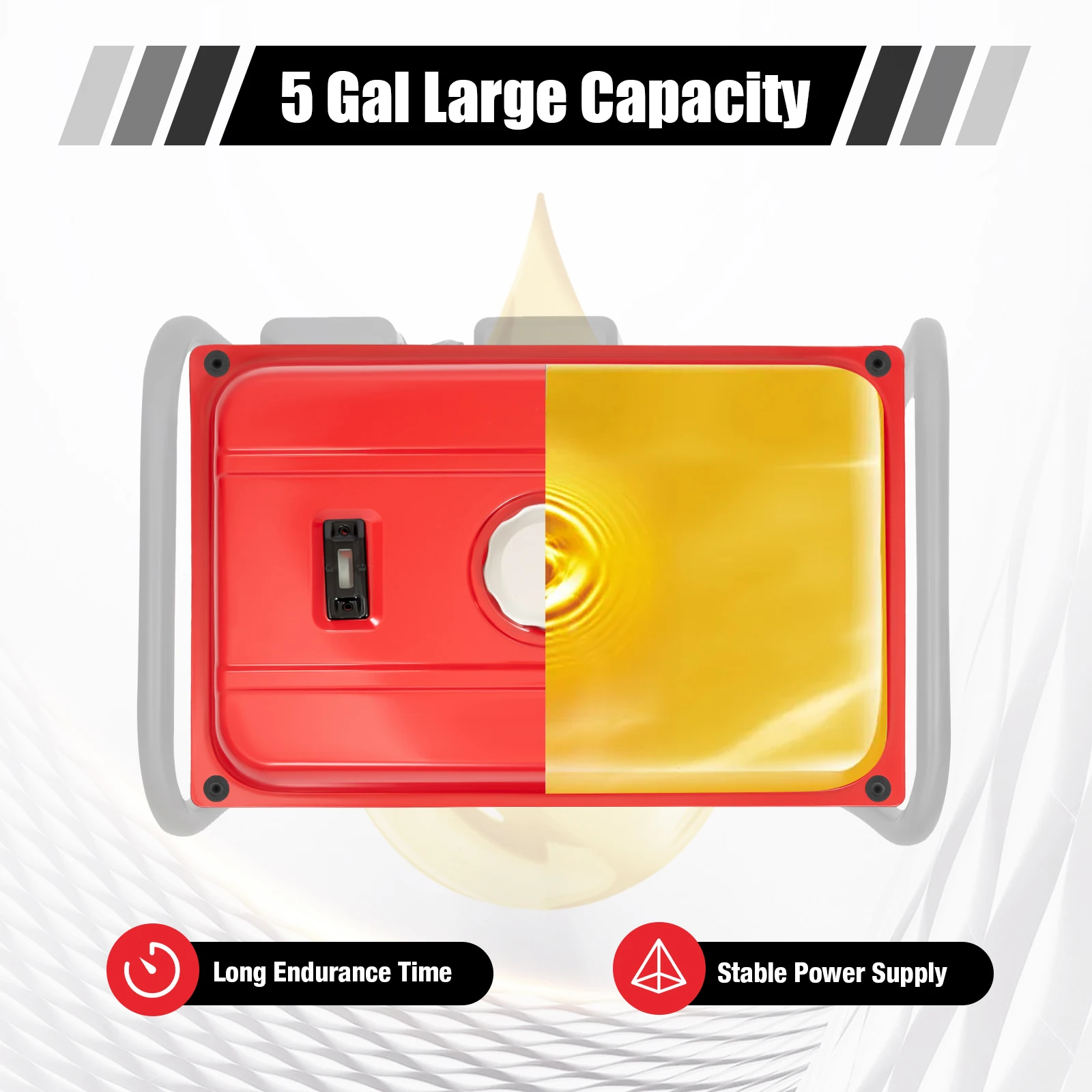5 Gallon Red Generator Gas Tank Fuel Filter Cap with Fuel Gauge Rubber Damping Pads for Honda Series Single-Cylinder Generator