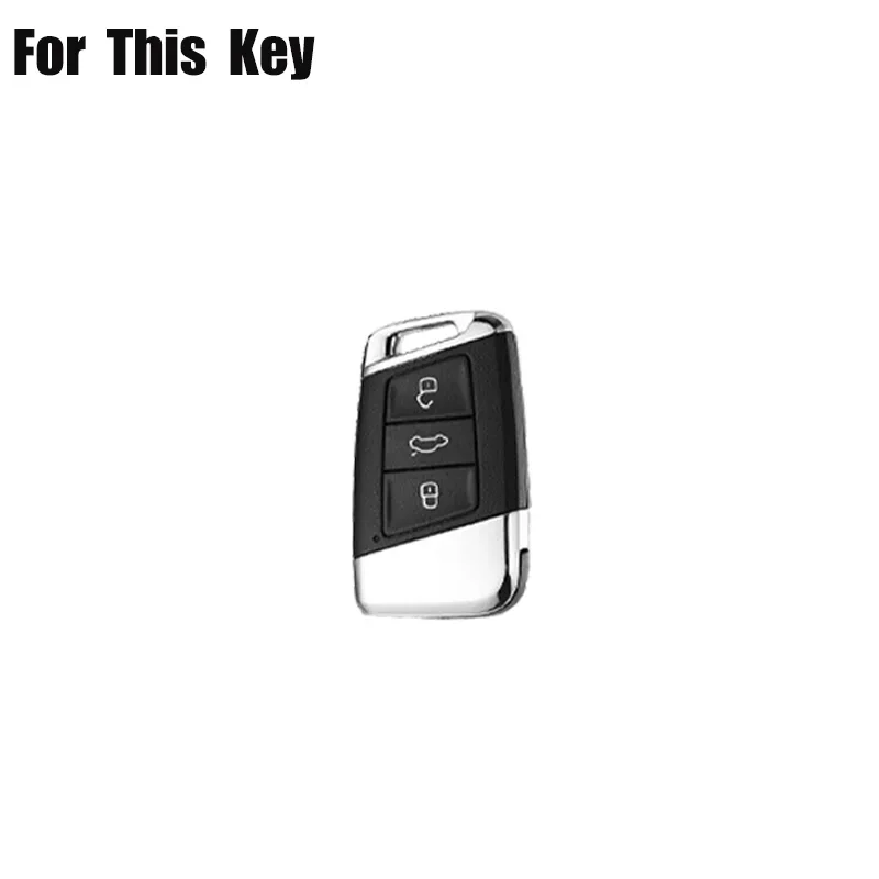 Bling Diamond Leather Metal Car Key Fob Case Cover For VW Passat B8 Jetta Skoda Arteon Atlas Teramont Skoda Superb Skoda Kodiaq