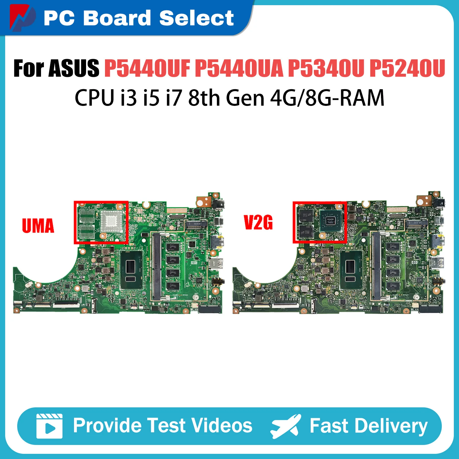 

P5440UF Mainboard For ASUS ExpertBook P5440UA P5340UF P5340UA P5240UF P5240UA P5440U Laptop Motherboard i3 i5 i7 8th 4G 8G RAM