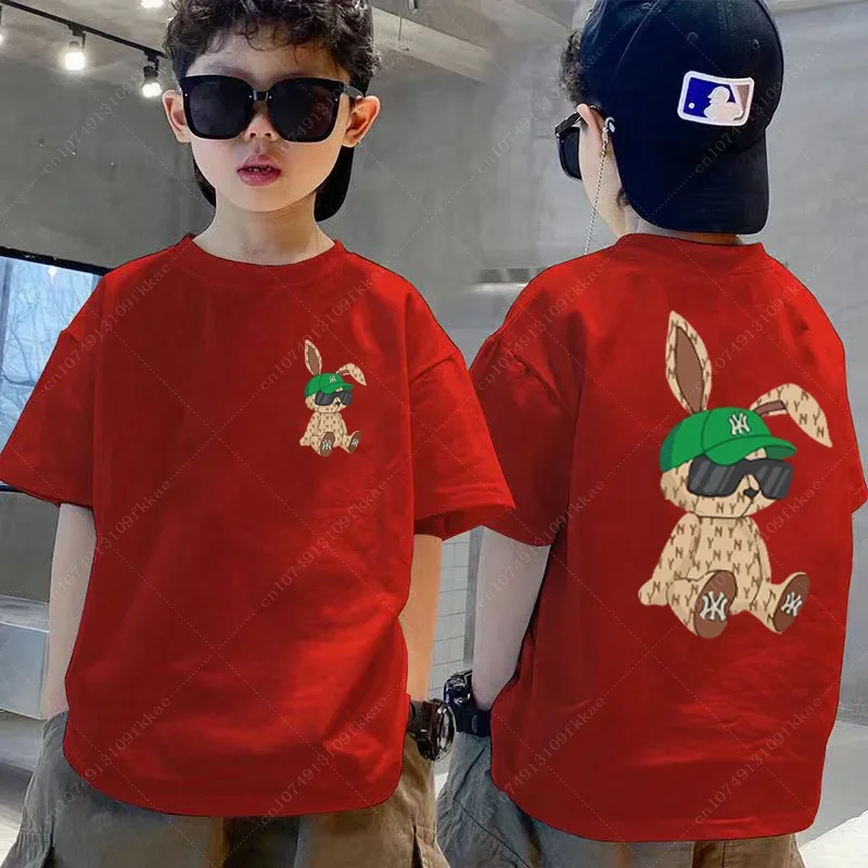 T-shirt à Manches Courtes pour Garçon et Adolescent, Vêtement de Marque de Luxe, Motif de Lapin Animé, Y-3-14 Ans