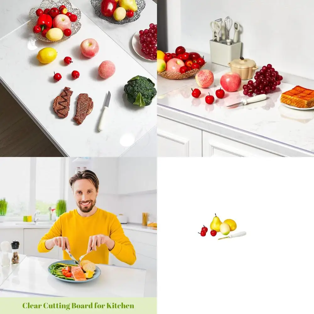 

Non-Slip 30x20 Clear Acrylic Cutting Board with Lip, Shatter-Resistant Protector for Kitchen and Restaurant Use