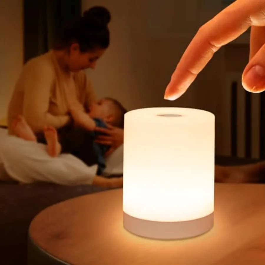 Touch Night Light for Baby Nursery, Small Cordless Lamp, Dimmable Portable Rechargeable Battery Operated Night Light, Wireless
