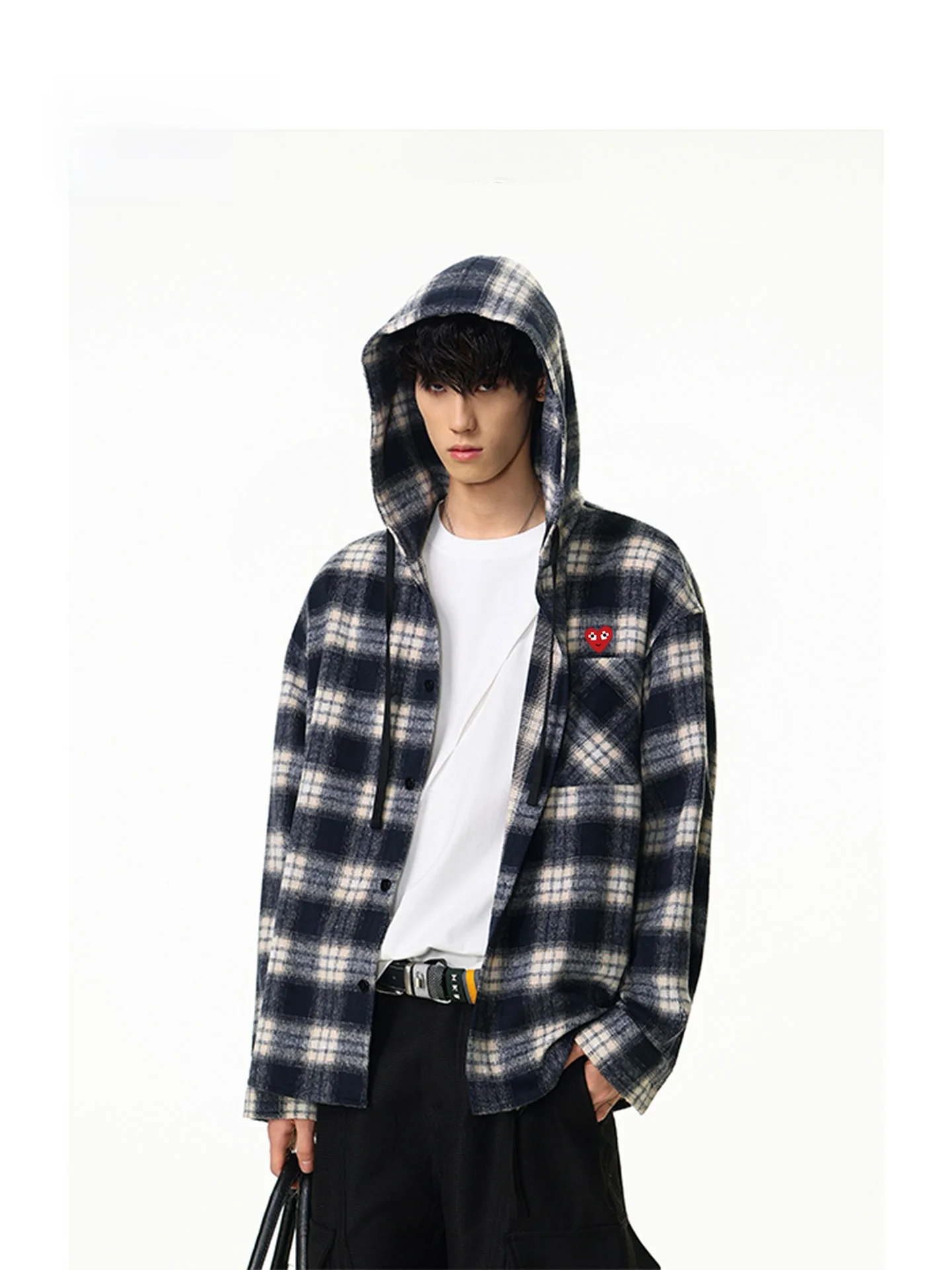 

Play Hei Comfortable Plaid Hooded irt ex Autumn New Sle Faionable Simple Design Long Sve Button up Casual Top