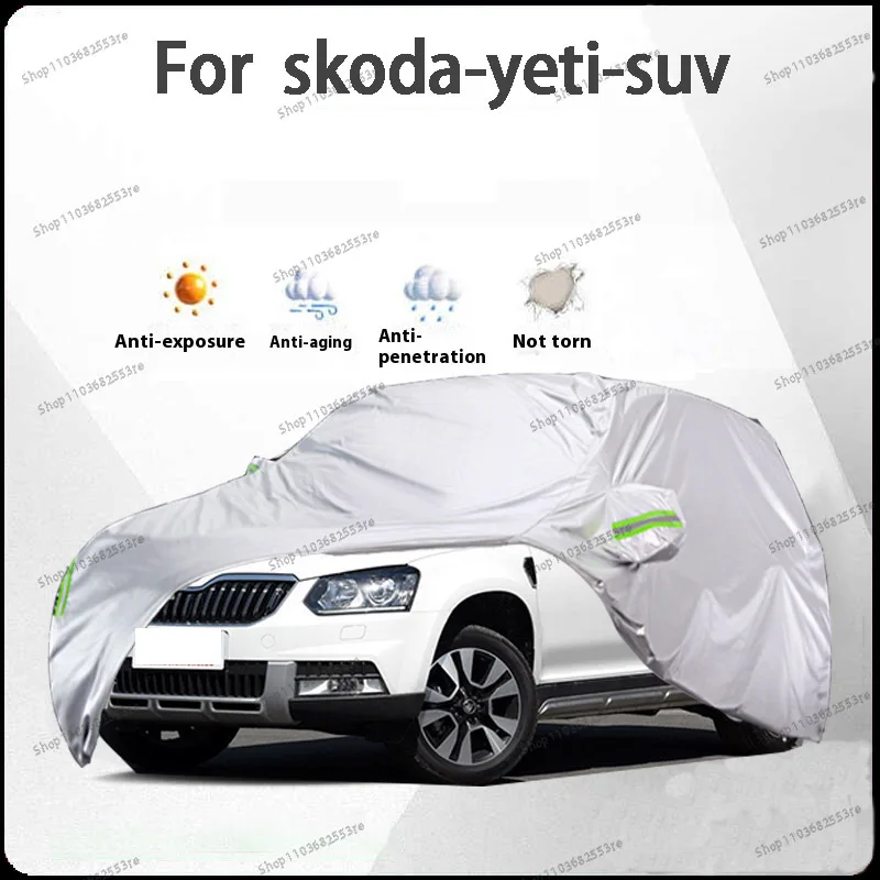 

For Skoda Yeti Fit Car Cover Waterproof Dustproof Sunshade (UV) Snowproof Silve Full Cover with All-Day Protection