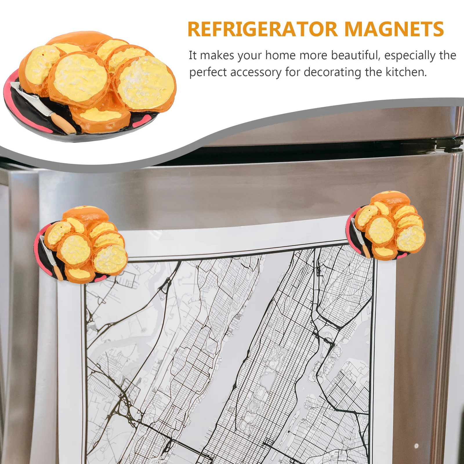 

3D Simulation Food Fridge Magnet Unique Resin Bread Shape Secure Hold for Photos Notes Kitchen Bathroom Office Study Room Decor