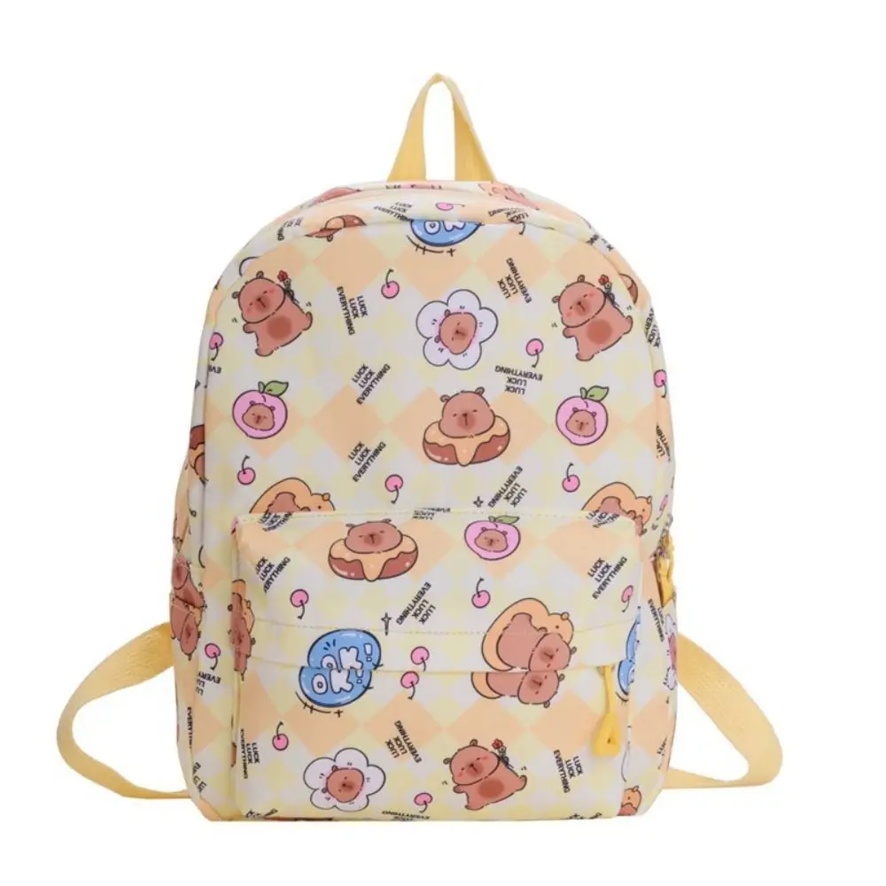 

Cartoon Nylon Capybara Backpack Capybara S/L Size Schoolbag Waterproof Large Capacity Rucksack Children