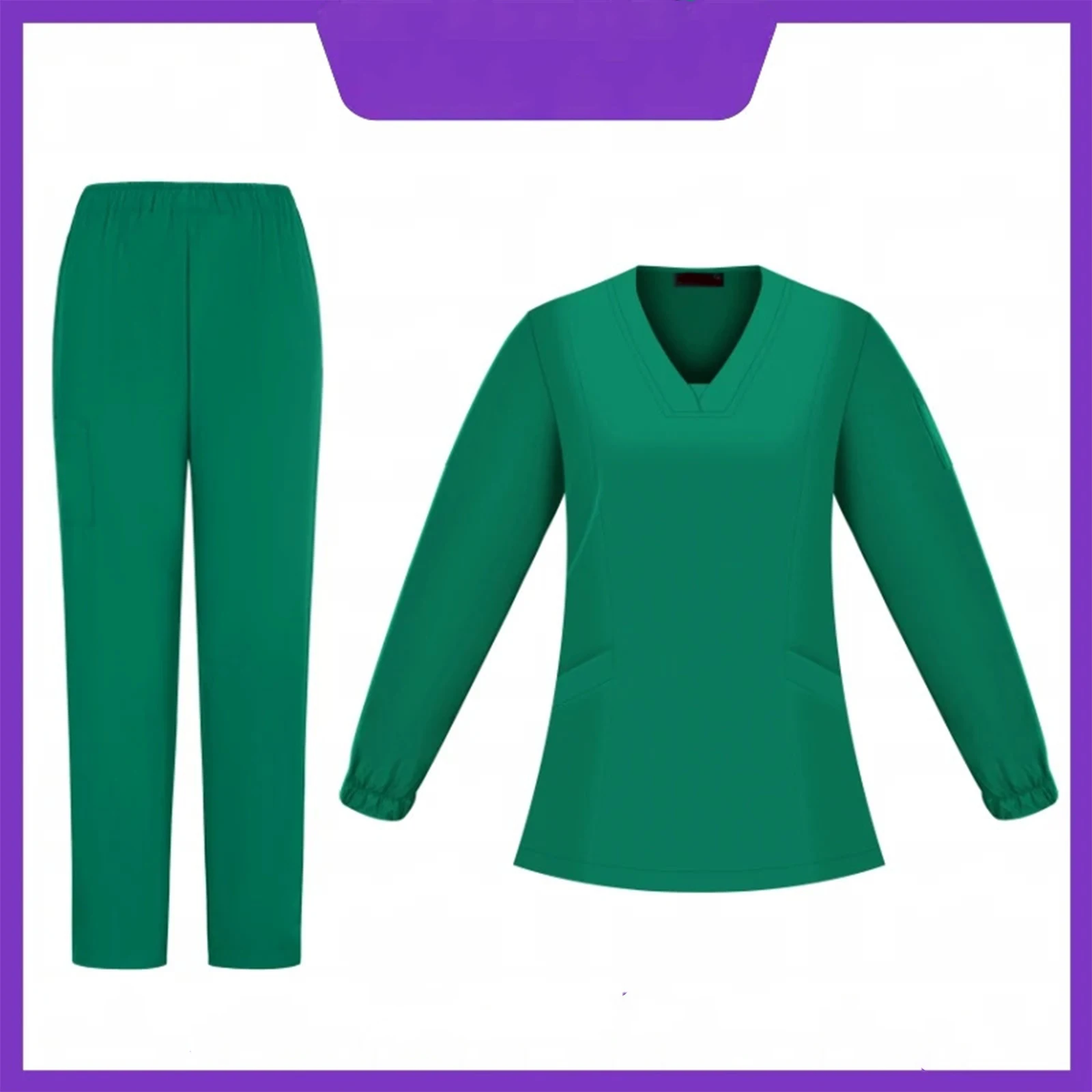 Uniformes chirurgicaux pour femmes, blouse d'allaitement à manches longues, blouses médicales, haut d'hôpital, col en v, médecin, soins infirmiers, ensembles de jogging longs