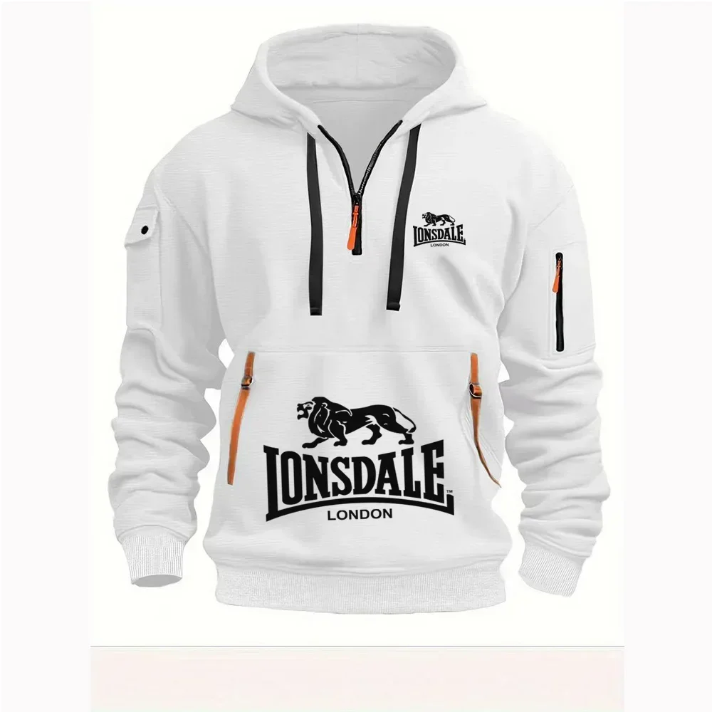 2026 New Fall/Winter Men's Hooded Sweatshirt - Fashion Print Half-Zip Pullover Sport Shirt - Outdoor Leisure Padded Hooded Shirt