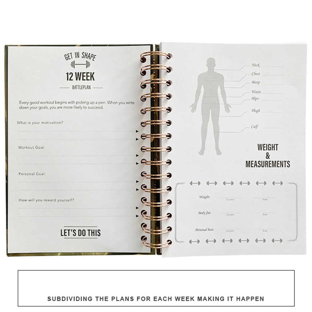 Compact Workout Fitness Journal Planners,Daily Weekly Non-Dated Planner, Notepad For Fitness And/Nutrition Journal/Planners