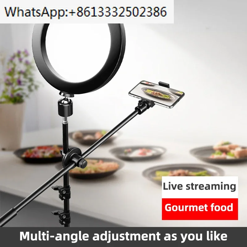 

Overhead Shot Phone Stand Holder with Ring Light Tripod Kit Live Streaming Podcast Video Recording Equipment