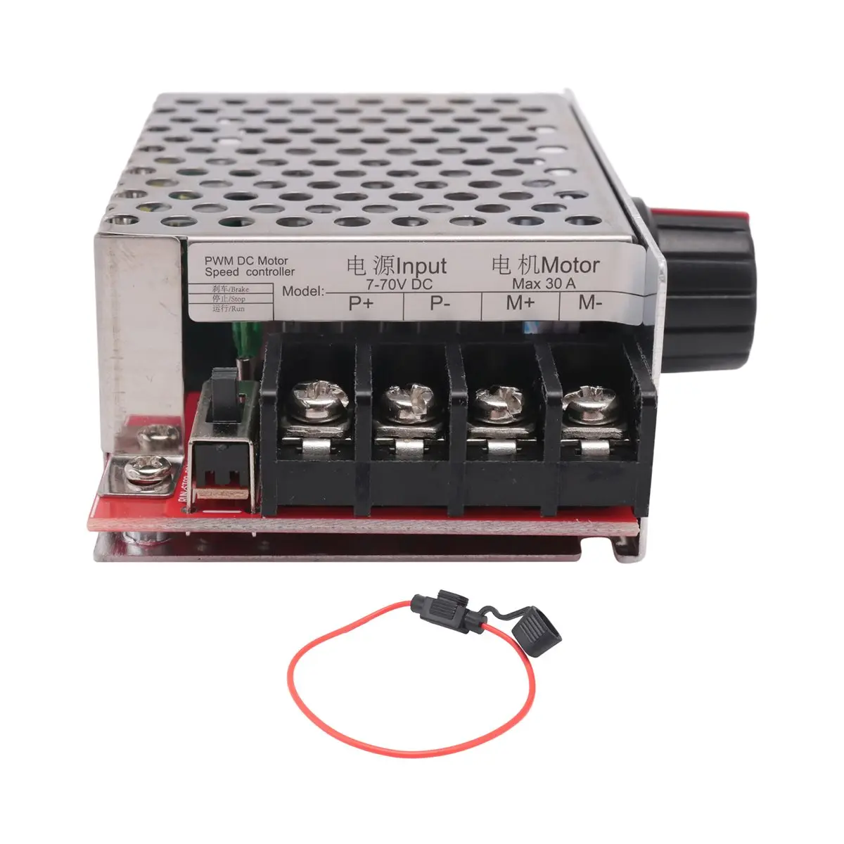 newT77 7-70V 30A PWM DC Motor Speed Controller Switch Control 12V 24V 36V 48V with 30 Amp Fuse