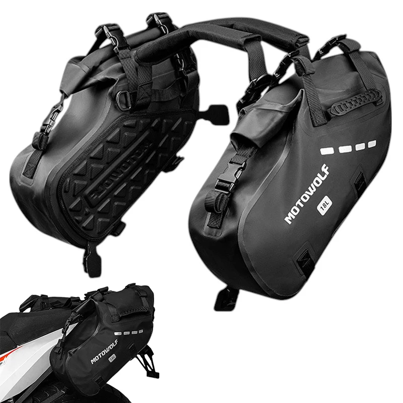 Universal Motorcycle 18L/28L Waterproof Travel Luggage Saddlebags Motorcycles Side Bag For Yamaha For Honda Kawasaki Pannier Bag