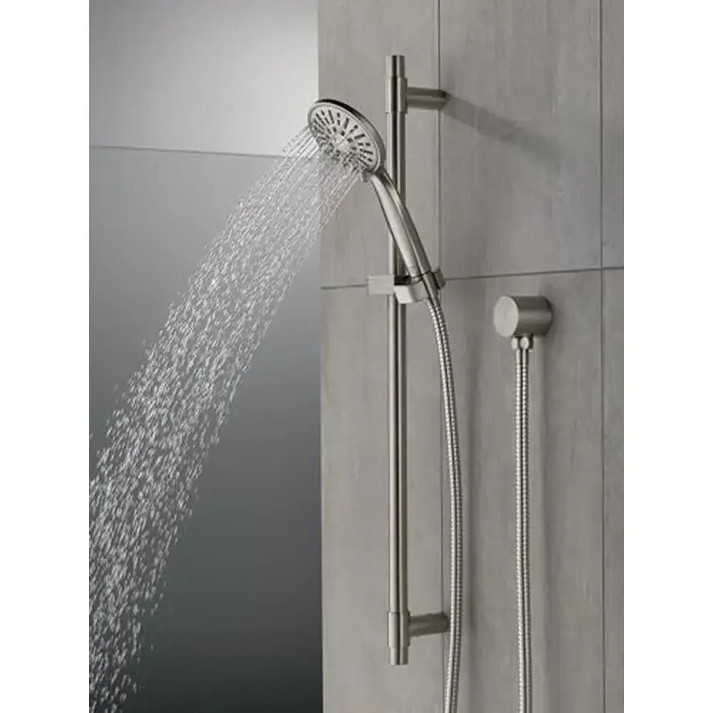 Slide Bar Hand Held Shower with Hose Brushed Nickel Handheld Shower Head Detachable Hand Shower Powerful Jets 4 Spray Options