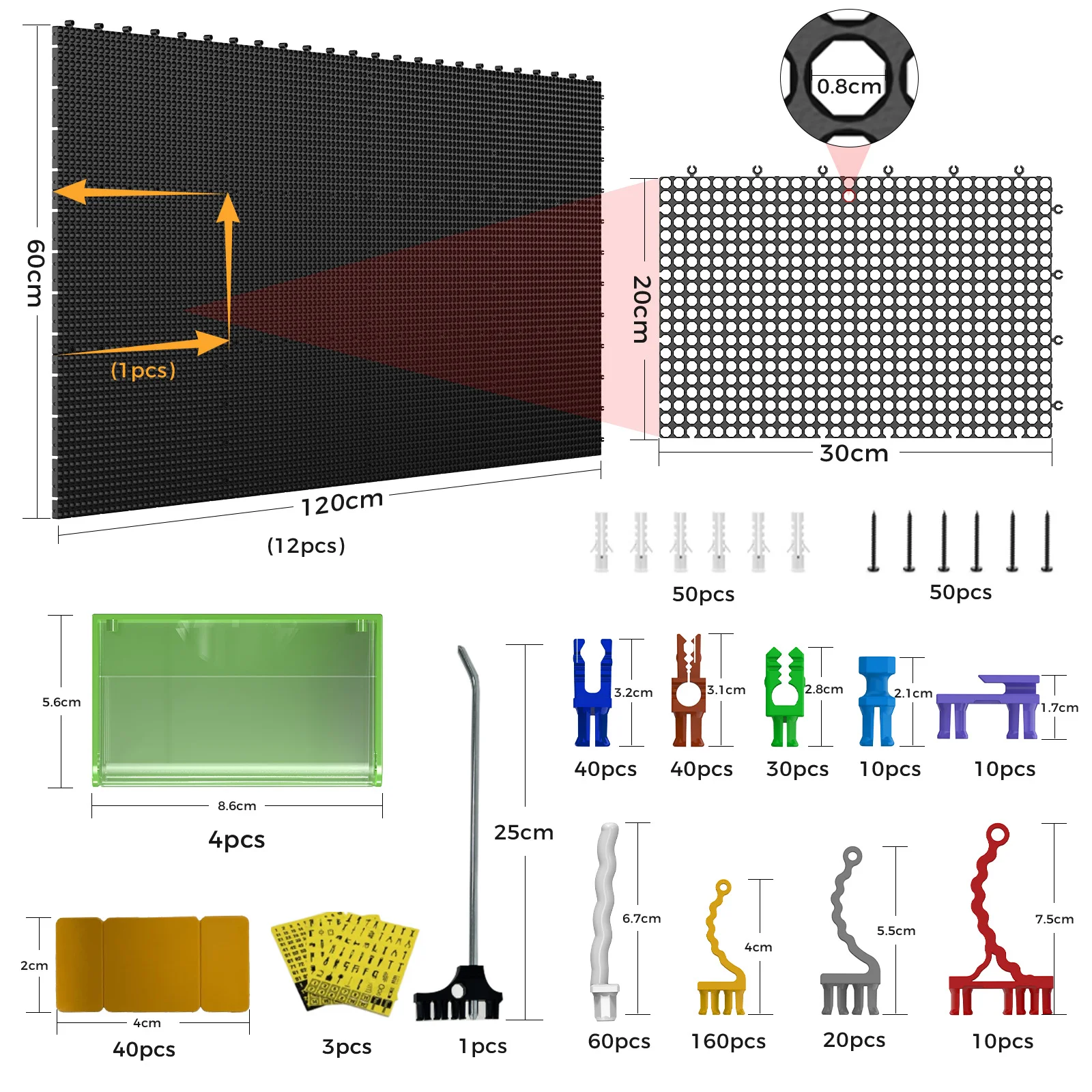 Plastic PegBoard Wall Organizer Kit, 12 Black Panels 61 X 122 cm, 428 Accessories with Hooks, Clips & Holders, Modular Tool Stor