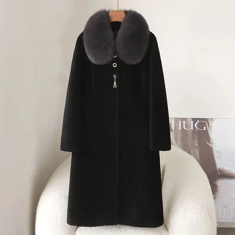 Moda coreana para mujer, prendas de vestir de felpa de talla grande 5XL, abrigo de piel sintética holgado para invierno para mujer, chaqueta larga gruesa de lana de visón 2025 para mujer