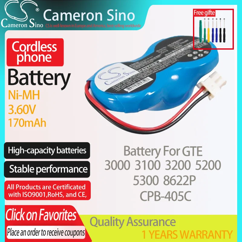 CameronSino بطارية ل GTE 3000 3100 3200 5200 5300 8622P يناسب كوبرا CPB-405C اللاسلكي بطارية الهاتف ، الثابت بطارية 170mAh
