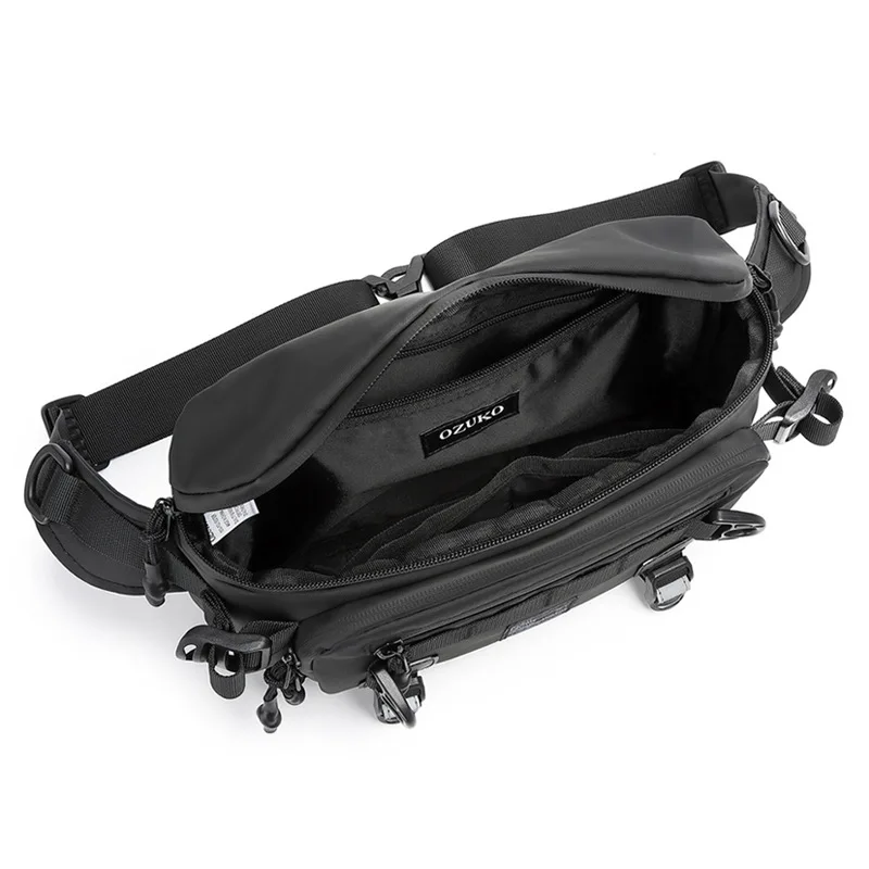 OZUKO Fashion Men Waist Bag Outdoor Sports Tactical Fanny Pack Multifunction Waterproof Male Chest Bag Mens Crossbody Bags