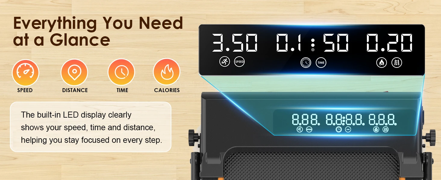 Faltbares Laufband mit 15% Steigung, Leises Laufband 2,5 PS, Laufband 12 km/h, App & LED, Walking Pad für Büro Max 150kg – Detail 3