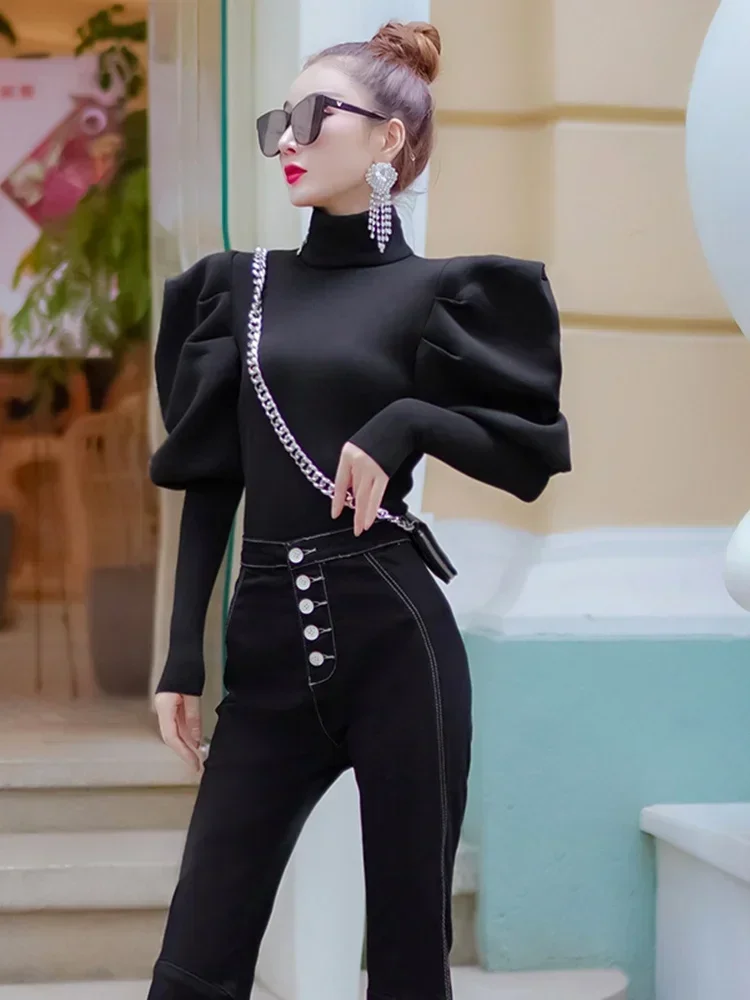 

Сексуальная многофункциональная блузка женская с длинными рукавами-фонариками, приталенная, из хлопка, в стиле стритвир, для весны и осени, новая модная коллекция