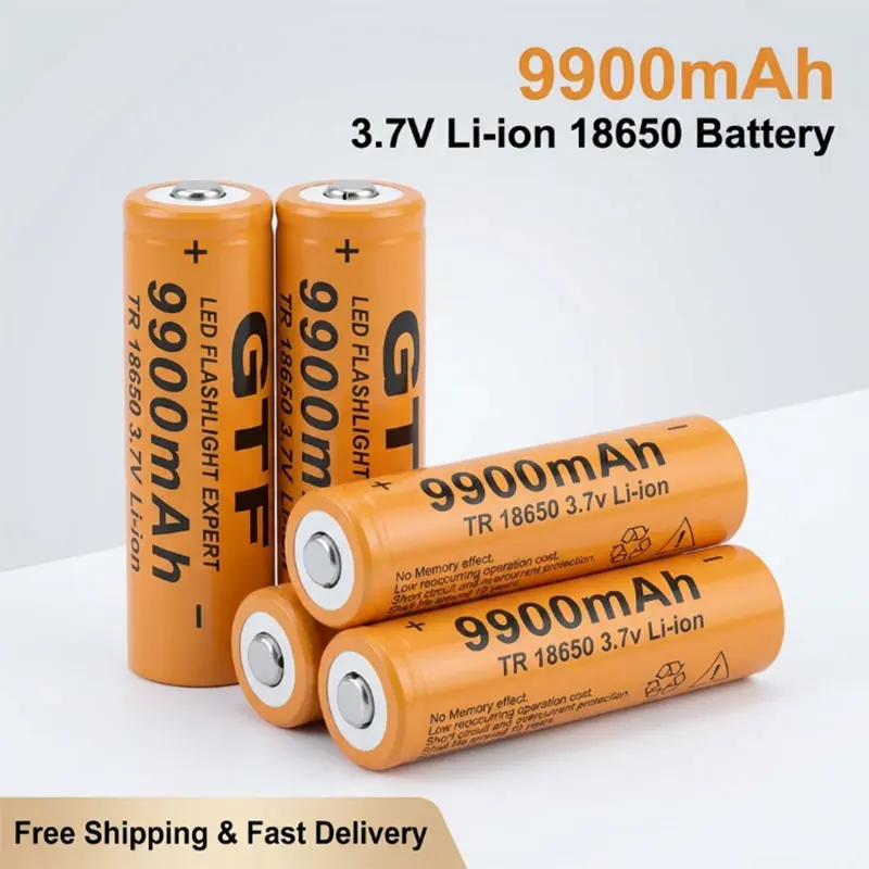 

New 18650 3.7V 9900mAh Rechargeable Battery & Charger Set, for LED Flashlight, Torch and Electronic Equipment