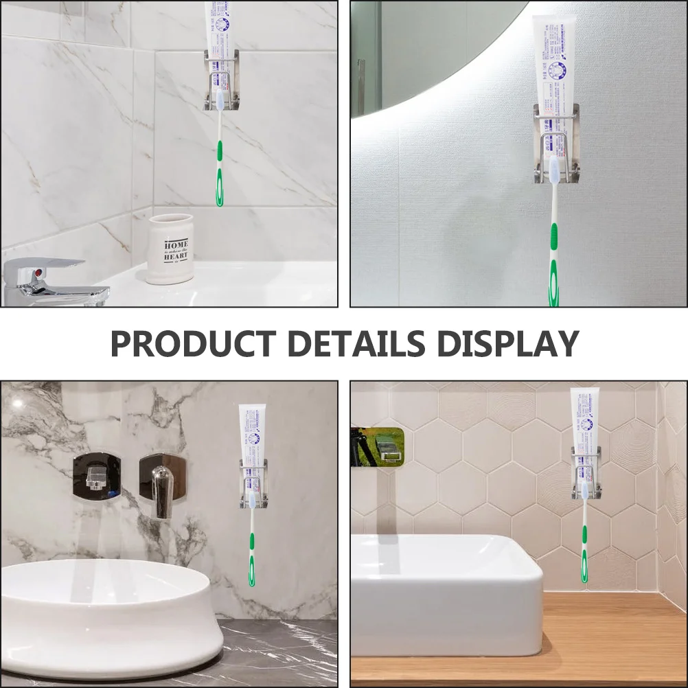 

Wall Mounted Toothbrush Holder Stainless Steel Self Adhesive Cup and Toothbrush Organizer for Smooth Surfaces Bathroom Storage