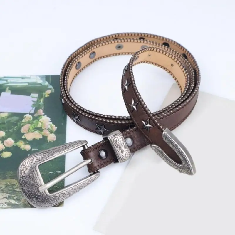 652F تنوعا الجينز حزام الزخرفية القوطية الرجال النساء حزام رائعة لمحبو موسيقى الجاز والفنانين