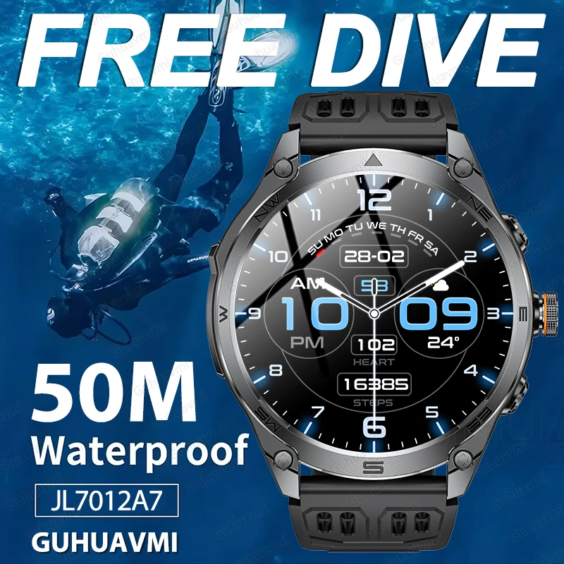 

1.75-inch Built-in GPS Professional Outdoor SmartWatch New 50 Meter Waterproof dive Flashlight Bluetooth Call Smart Watches men
