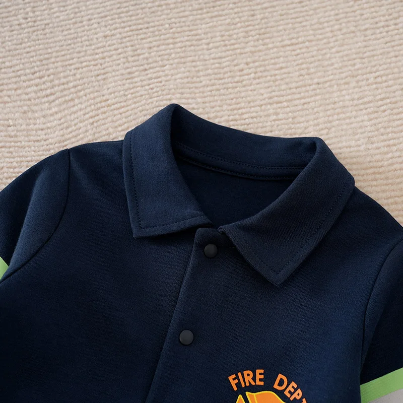 Newborn Baby Clothes Navy blue fireman cotton Spring Long Sleeve fashion Toddler Boy Clothes Kids Jumpsuit Pyjama Role play