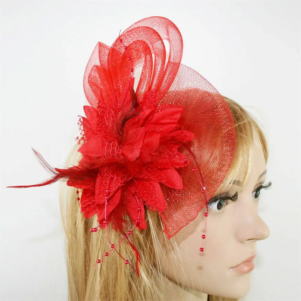 Latin Dance Performance Brooch Fascinator Feathers Hair Clip Bridal Hairpin Headdress Wrist Flower Wedding Hair Accessories