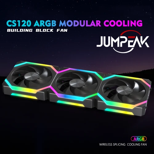 Imagen 2 del producto JUMPEAK CS120 ARGB ventilador de refrigeración 360mm Modular apilable empalme PWM silencioso 120mm RGB Kit de ventiladores para juegos PC caja enfriador de agua