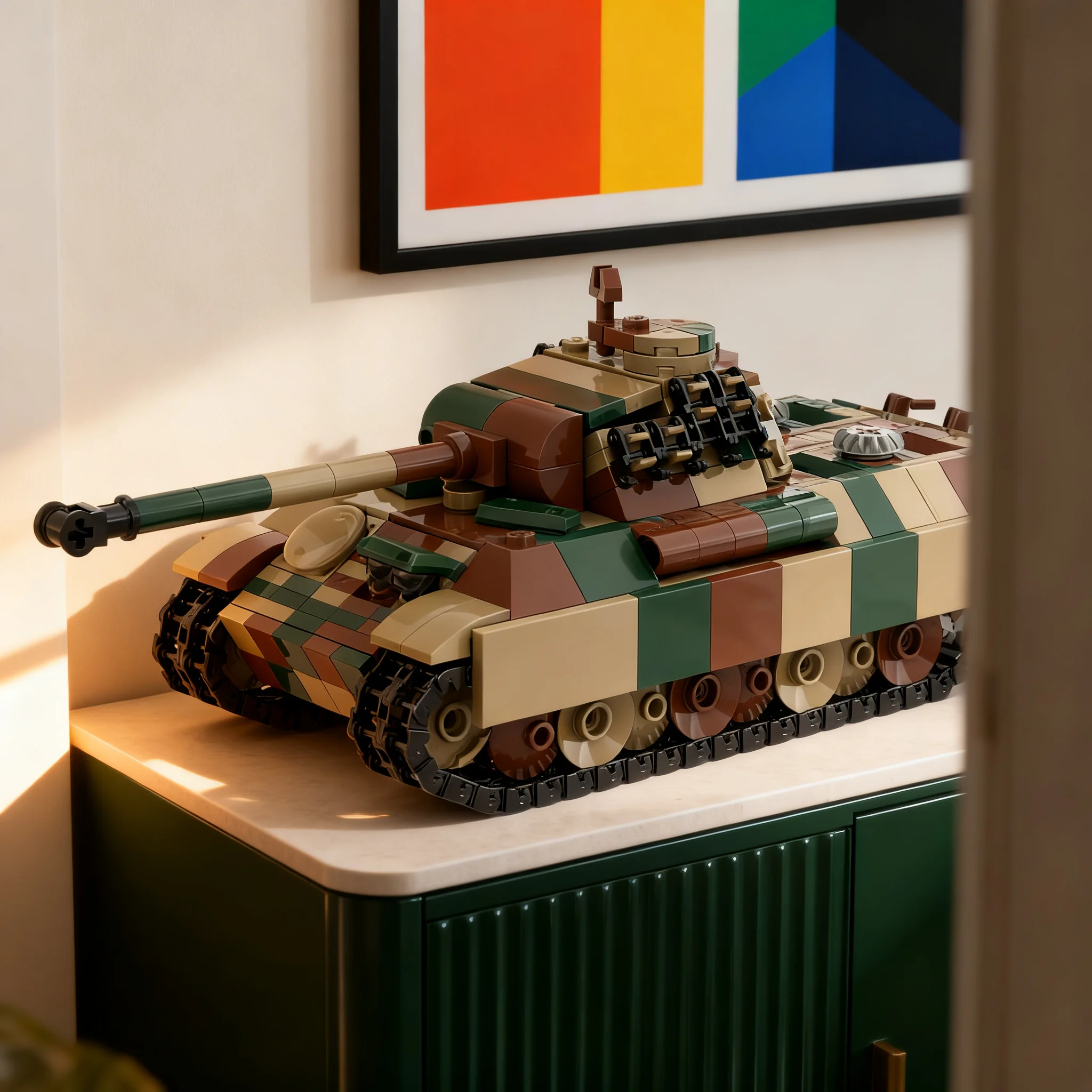 595pcs MOC Panther Tank Camo Model Building Blocks Architecture Toy Birthday Gifts DIY Education Brick Presentation Collection