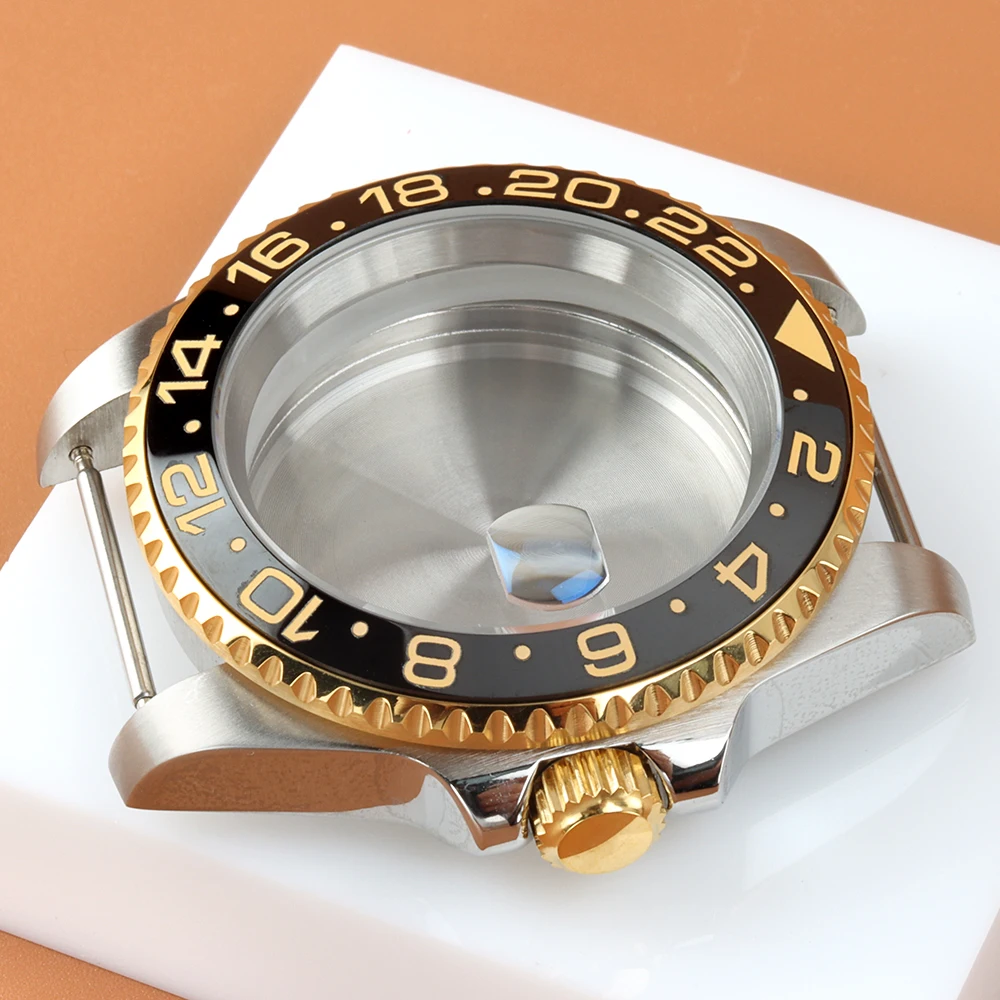 

40mm Gold Silver Case Sapphire glass For NH35 NH34 NH36 NH38 Movement 28.5mm Dial Stainless Steel Yacht-Master SUB GMT Case