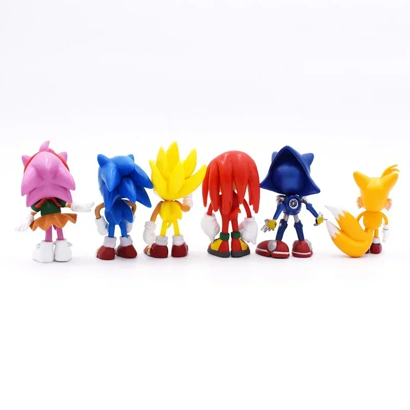 Conjunto mini bonito 6 pçs sonic pvc personagem brinquedo ouriço sombra cauda figura modelo bonecas crianças brinquedo animal presente de aniversário 6-7cm
