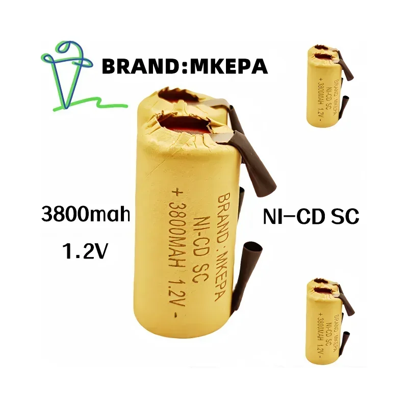 100% Brand-New  SC Battery 1.2V 3800mAh NI-CD Rechargeable Battery with Welding for Electric Screwdrivers, Electric Tools