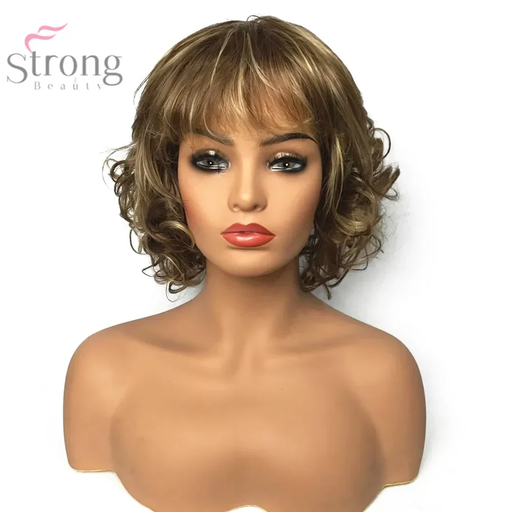 StrongBeauty Women Synthetic Wig Capless Short Curly Hair Blonde/ Auburn Natural Wigs