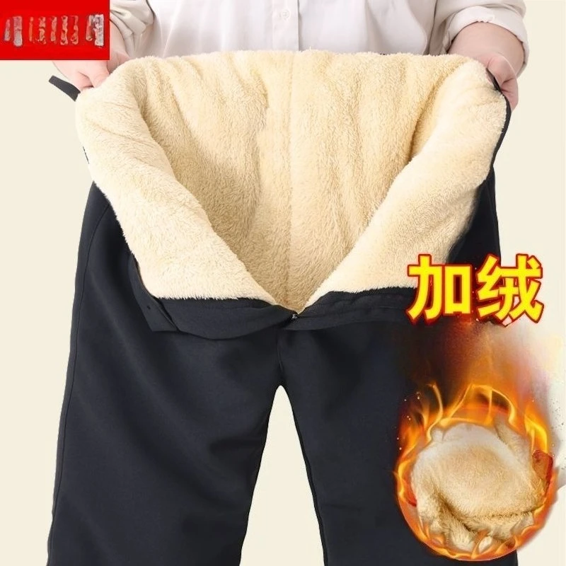 

Men's Winter Lamb's Wool Trousers Business Thick Warm Elasticity Straight Suit Pants Formal Big Size 6xl Heavyweight 700g Pants