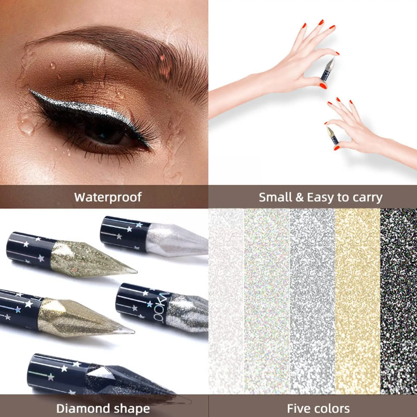 New Professional Shiny Eye Liners Eyeliner Cheap Makeup Cosmetics For Women Pigment Silver Rose Gold Color Liquid Glitter U6X9